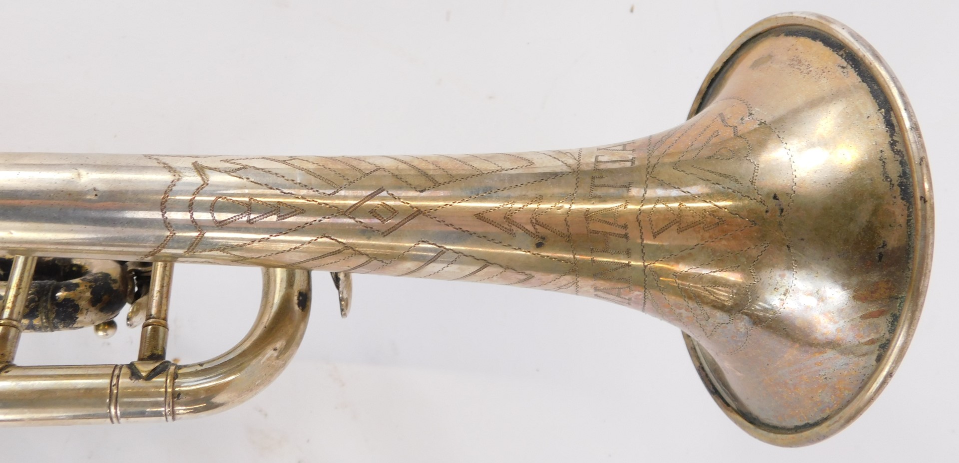 A trumpet, engraved Manhattan, with mouthpiece, 50cm long. (AF) - Image 3 of 3