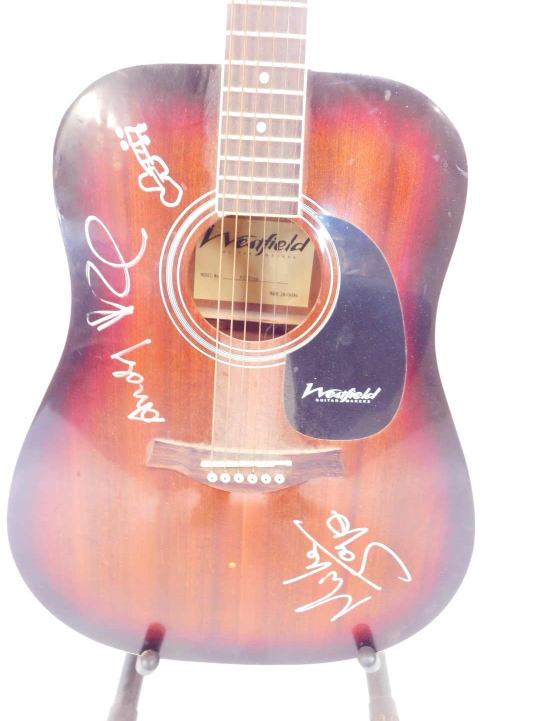 A Westfield guitar, model B200-SB, on guitar stand, with silver marker signatures relating to The Sm - Image 3 of 3