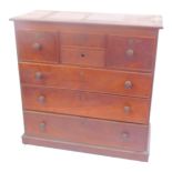 A Victorian Scottish mahogany chest, of two short flanked by two deep drawers, over three long gradu