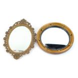 Two 19thC and later mirrors, comprising a gilt framed convex mirror, 25cm diameter, and a gilt shell