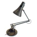 A mid century Anglepoise lamp, on a green painted base, model 90, 92cm high when fully extended. Bu