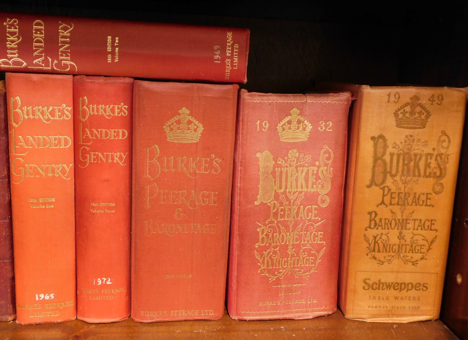 Nine copies of Burke's Peerage, Baronetage and Knightage, comprising 1932, 1934, The Tenth Edition, - Image 3 of 3