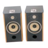 A pair of Focal Aria 906 speakers, serial no A1AGMG039230, with a black shiny top, in a wood effect
