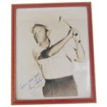 A Bing Crosby golfing black and white photograph, bearing biro signature 'Good Wishes Bing Crosby',