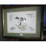 After Nigel Hemming. A study of pointer dogs, framed and glazed.