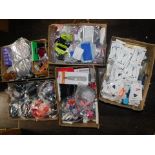 A quantity of electronic equipment, over-ear headphones, smoking filter papers, etc. (5 boxes)