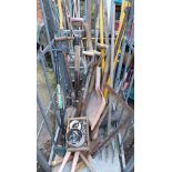 A quantity of tools, rakes, spades, hoes, forks, etc. (1 cage)