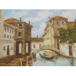 S. Gennaro (20thC). Venetian scene, oil on canvas, signed, 45cm x 59cm.