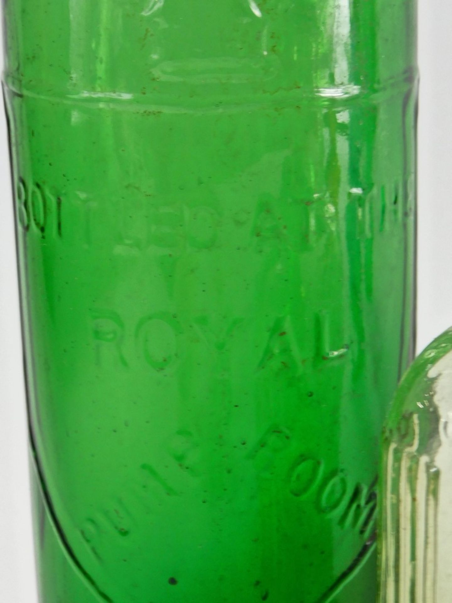 Various glassware, green glass bottle, a Clarke's Miraculous Salve jar, inverted blue glass poison b - Image 7 of 7