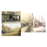 Four early 20thC Lincoln city postcards, street scenes, corner of Lindum Road, East Bight in the sno