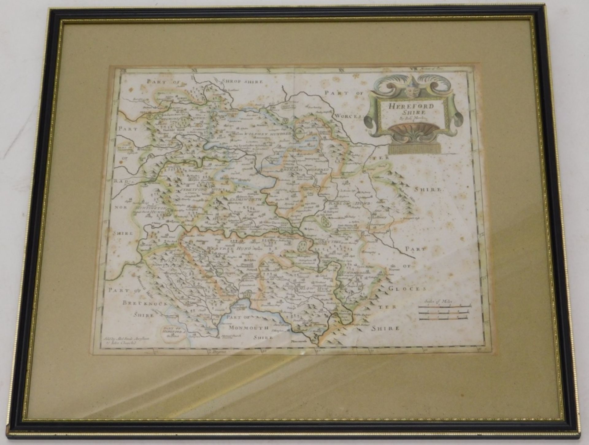 After Morden. Map of Herefordshire in colours, John Churchill mark, 36cm x 41cm. (AF) - Image 2 of 2