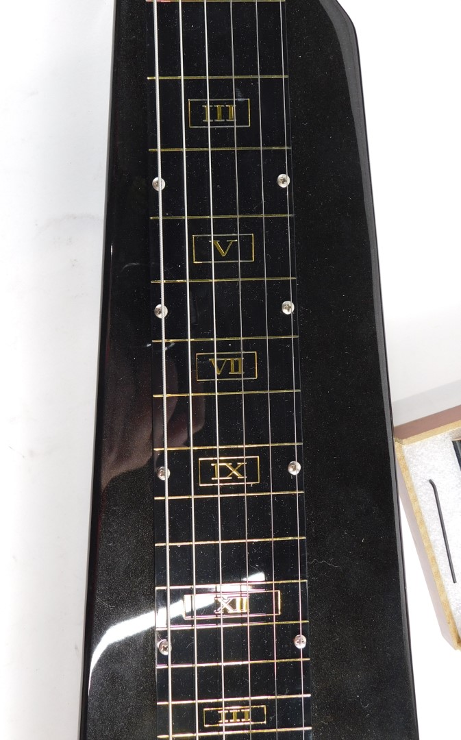 A Harley Benton Lap Steel slide guitar, with stand, in outer canvas case, 76cm long. - Image 3 of 3
