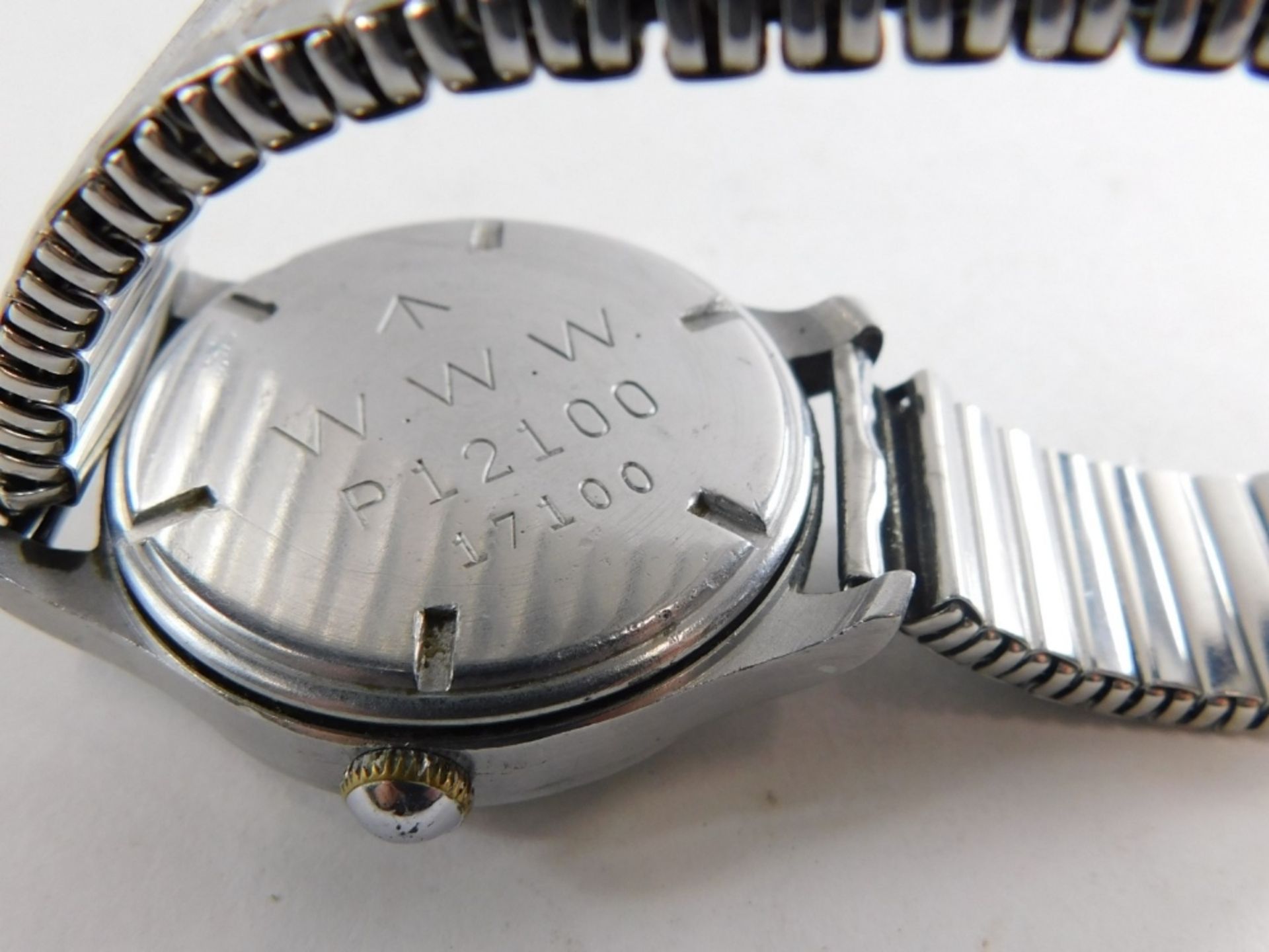 A CYMA military Dirty Dozen wristwatch, with black dial, luminous Arabic numerals, signed with broad - Image 3 of 5