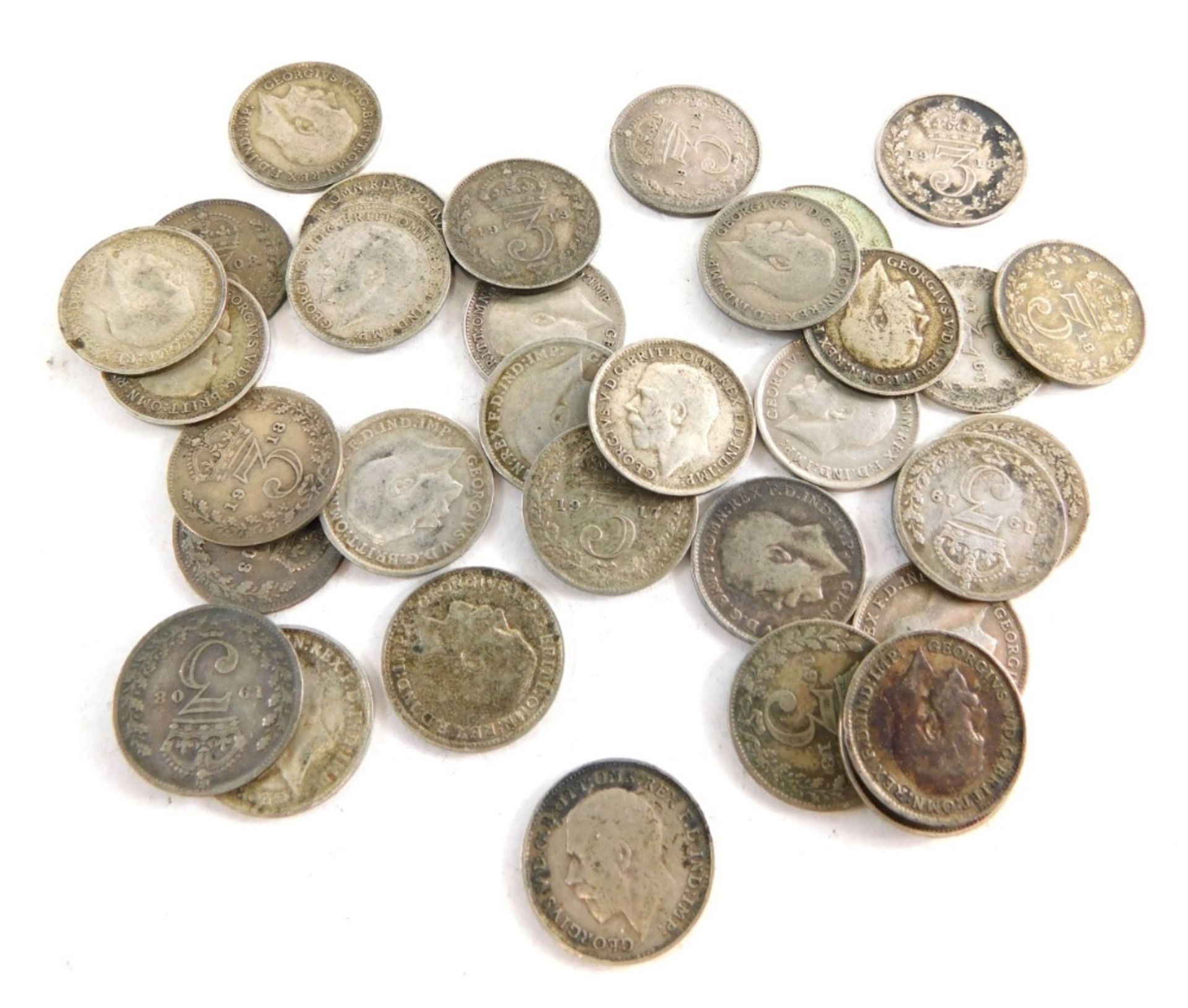 Various coins, pre 1920 silver 3d bits, approximately 44g. (a quantity)