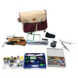 Various fishing tackle quantity of floats, fly making items, coche, various items contained in a fis