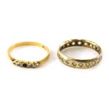 Two dress rings, comprising of an 18ct gold five stoned diamond dress ring, stones missing, ring siz
