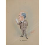 B. Villiers (20thC). Mr Wright Holmes, caricature, watercolour, 29cm x 24cm, and various others. (a