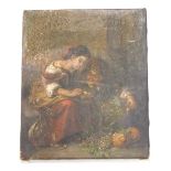19thC Continental School. Children aside basket of grapes, oil on canvas, unsigned, 26cm x 21cm.