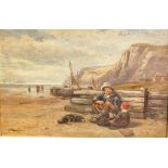 Alfred Banner (19thC). Coastal fishing scene, possibly Sussex, oil on canvas, signed and dated 1893,