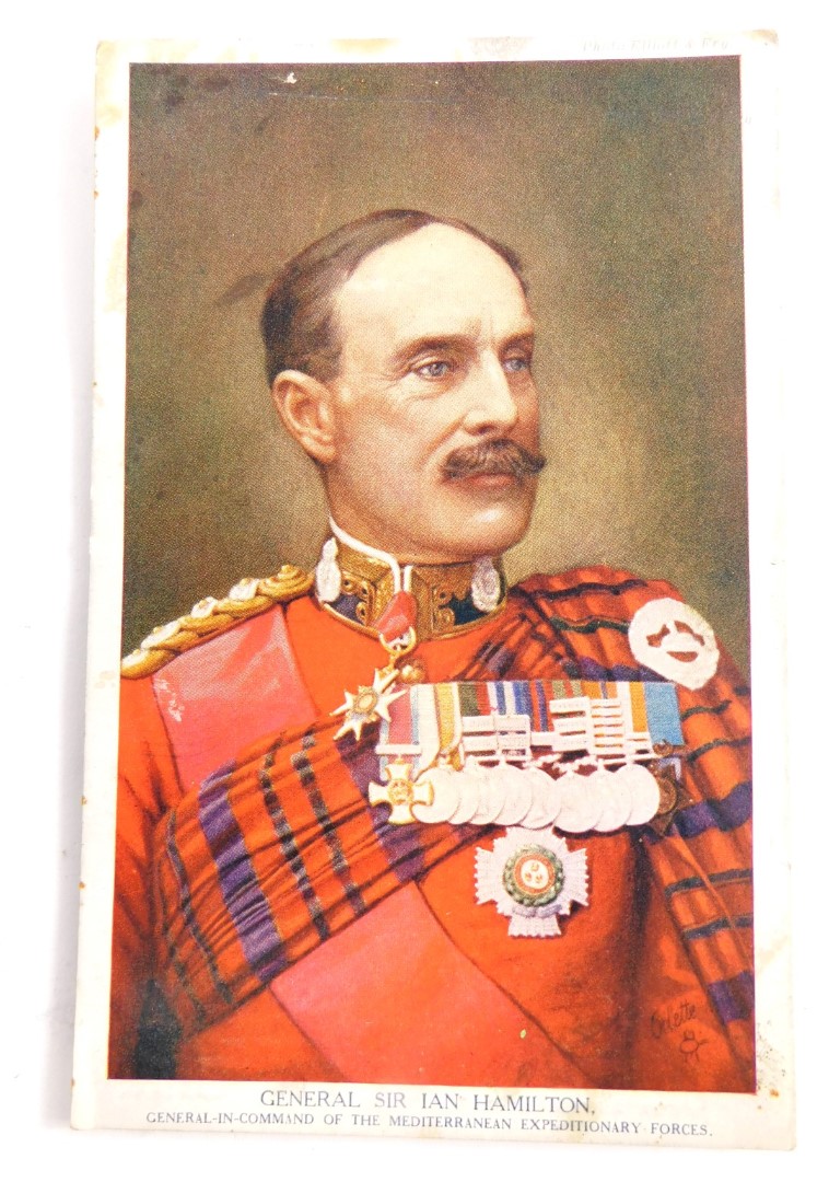 A postcard of General Sir Ian Hamilton, General in Command at the Mediterranean Expedition Forces, h