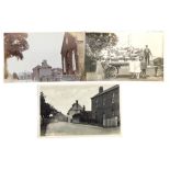 Various 20thC Lincolnshire postcards, villages horse cart and children, John Smith, Branston Booths,