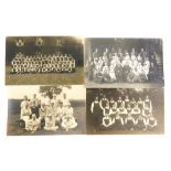 A 1920s Lincoln postcard, cricket team, another titled Drill Stripe People, 1919 and a school photog
