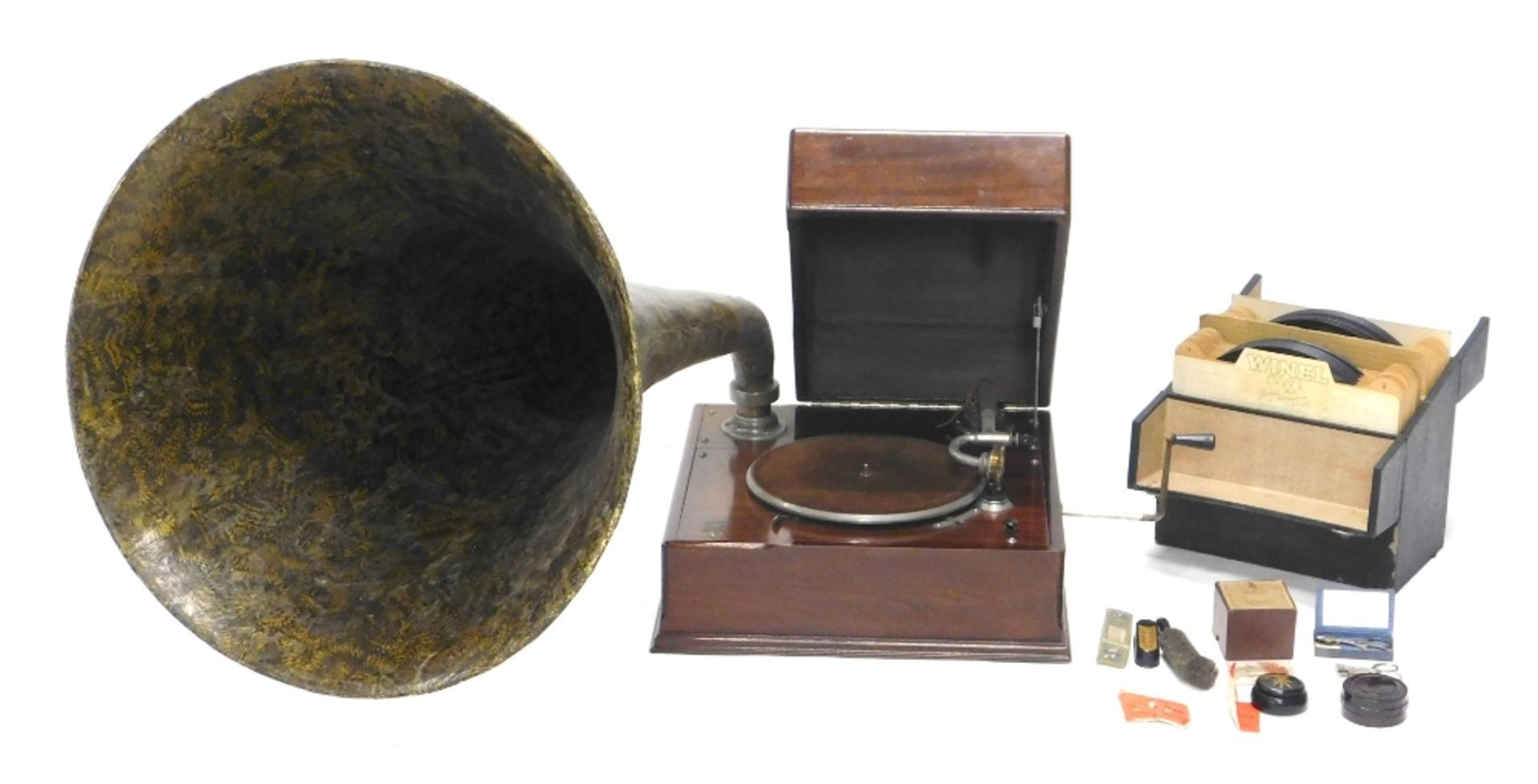 A 1920s EMG handmade gramophone number 319, with Grape Street, New Oxford Street, London label, of r