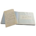 An autograph book, containing many autographs, early BBC related, interview pass for Hazel Alexander