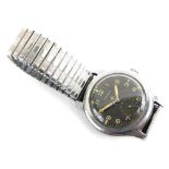 A CYMA military Dirty Dozen wristwatch, with black dial, luminous Arabic numerals, signed with broad