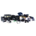 Various cameras and associated items, boxed Canon EOS 450D camera, quantity of other accessories, le