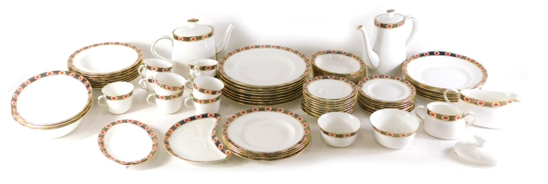 A comprehensive Royal Crown Derby Ambassador part dinner service, to include coffee pot, 29cm high,