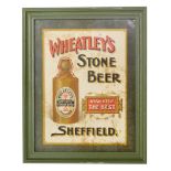 A Wheatley's Stone Beer plaque, fronted by museum glass, in colours, framed, the frame 31cm x 24cm.