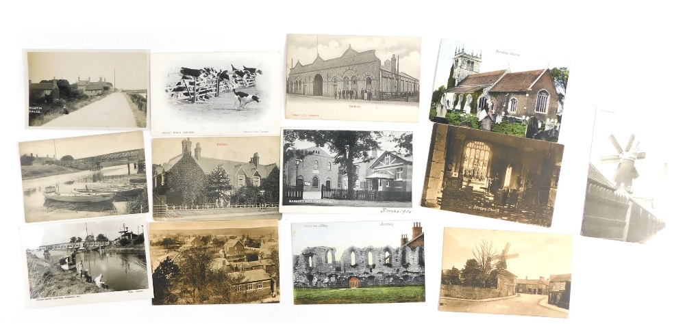 Various 20thC Lincolnshire postcards, villages Martin Dales, South Wold Hounds, Bardney, Woodhall Sp