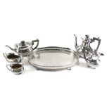 A 20thC silver plated part tea and coffee service, comprising of coffee pot, tea pot, two handed sug