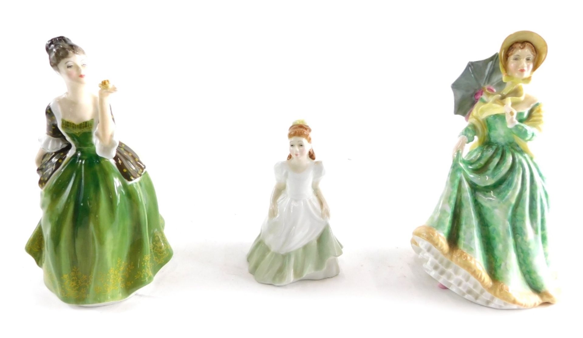 Various Royal Doulton figure Elizabeth, HN2946, printed marks beneath, 23cm high, another Fleur, and