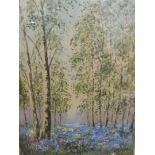 Abraham Hulk Junior (1851-1922). Woodland scene, bluebells and trees, watercolour, signed, 29cm x 22