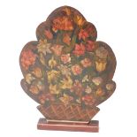 A 20thC dummy board, hand painted with vase of flowers, on plain base, possibly from Lowther Castle,