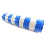 A T. G. Green marked pottery Cornishware pottery rolling pin, green mark, 24cm wide, lacking handles