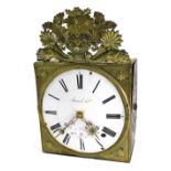 A 19thC Jeunet H Gere A' Vouay wall clock, in brass surround with scroll, floral, and urn finial, ab