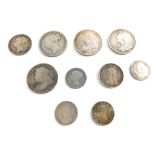 Various coins, Victorian 1899 and other shillings, etc., approximately 34g. (a quantity)