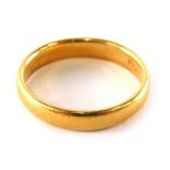 A 22ct gold wedding band, of plain design, ring size N, 4.9g all in.