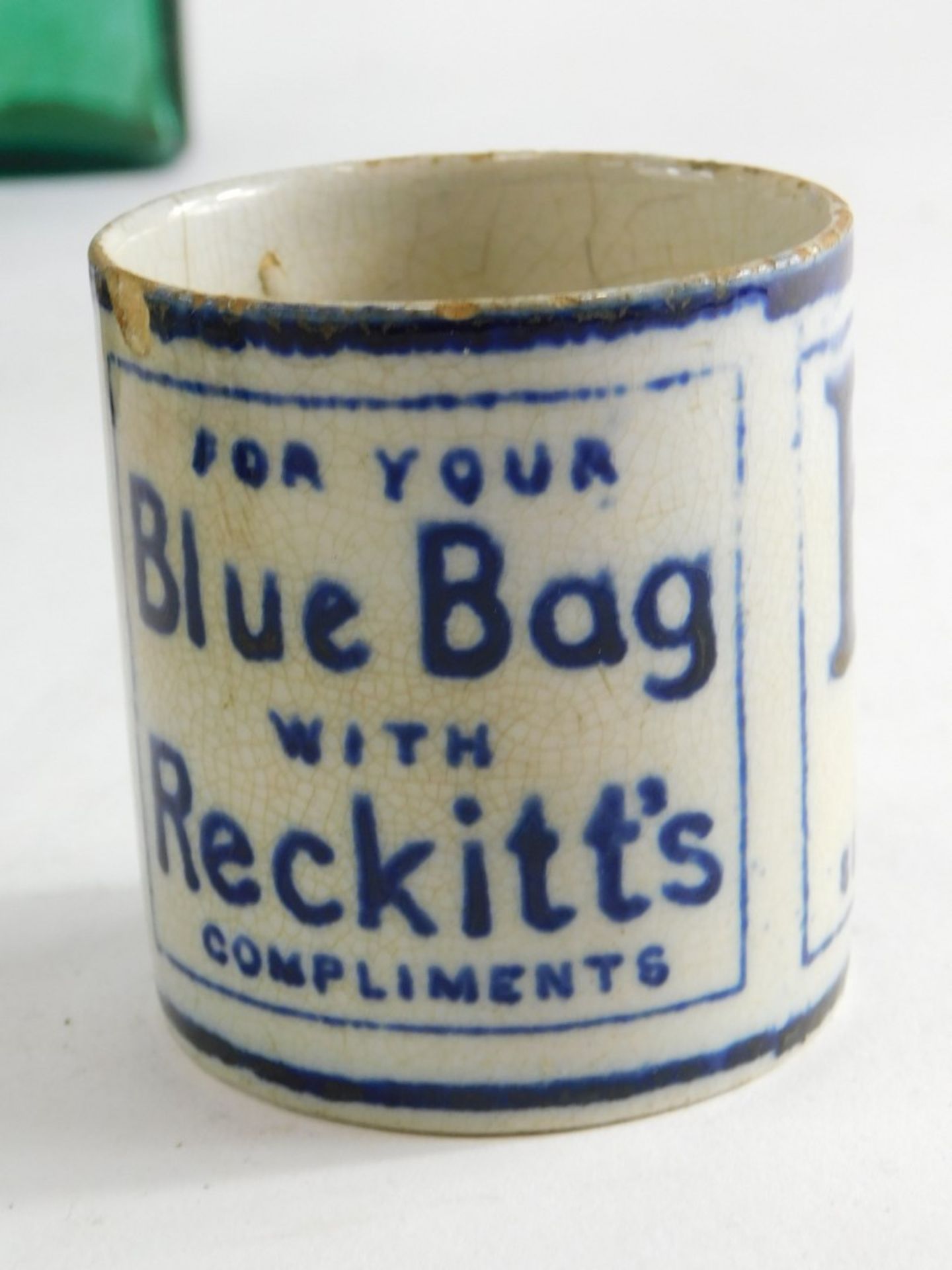 Various glassware, green glass bottle, a Clarke's Miraculous Salve jar, inverted blue glass poison b - Image 4 of 7