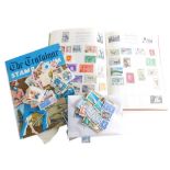 Various stamps, a Trafalgar stamp album containing a quantity of world used, Royal Mail stamp album,