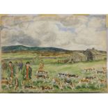 George Anderson Short (1856-1945). The Badworth Hunt on Foot, watercolour, signed, 29cm x 36cm. Labe