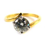 A Charles Colvard design 18ct gold moissanite dress ring, with central round brilliant cut moissanit
