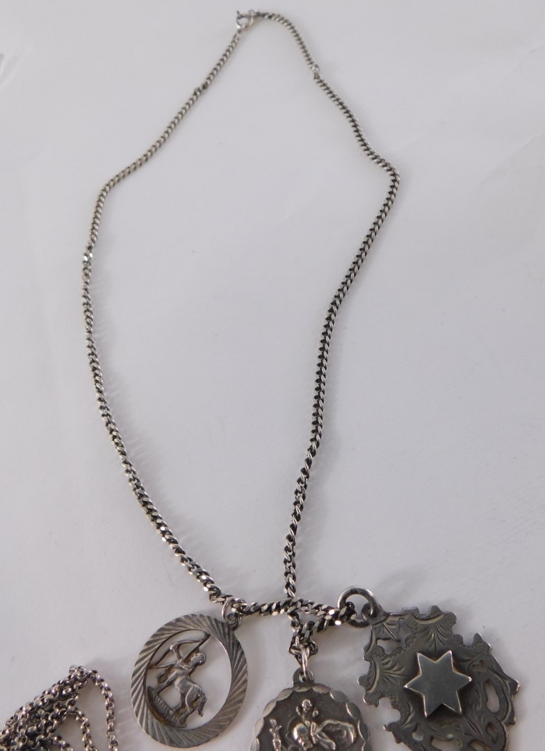 A group of silver jewellery, comprising silver St. Christopher pendant and chain, a silver circular - Image 2 of 2