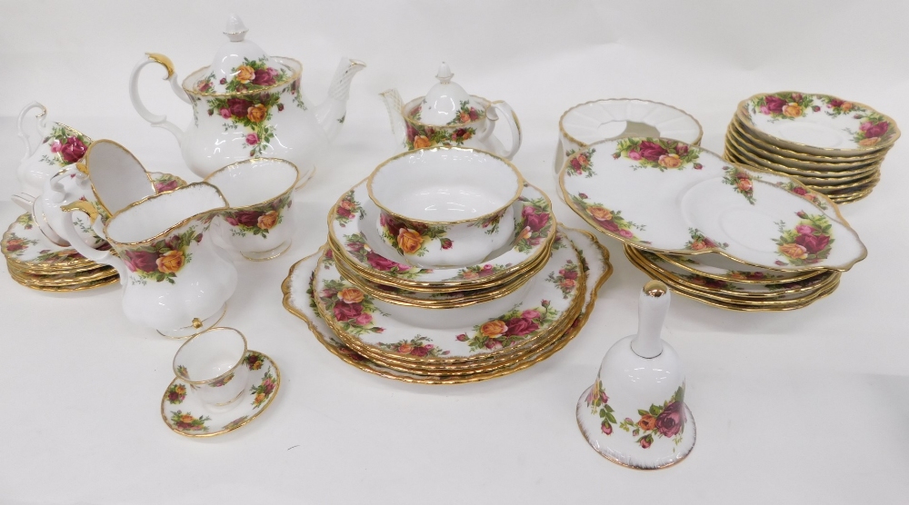 A Royal Albert Old Country Roses part tea service, to include teapot, 15cm high, cups, bowls, miniat