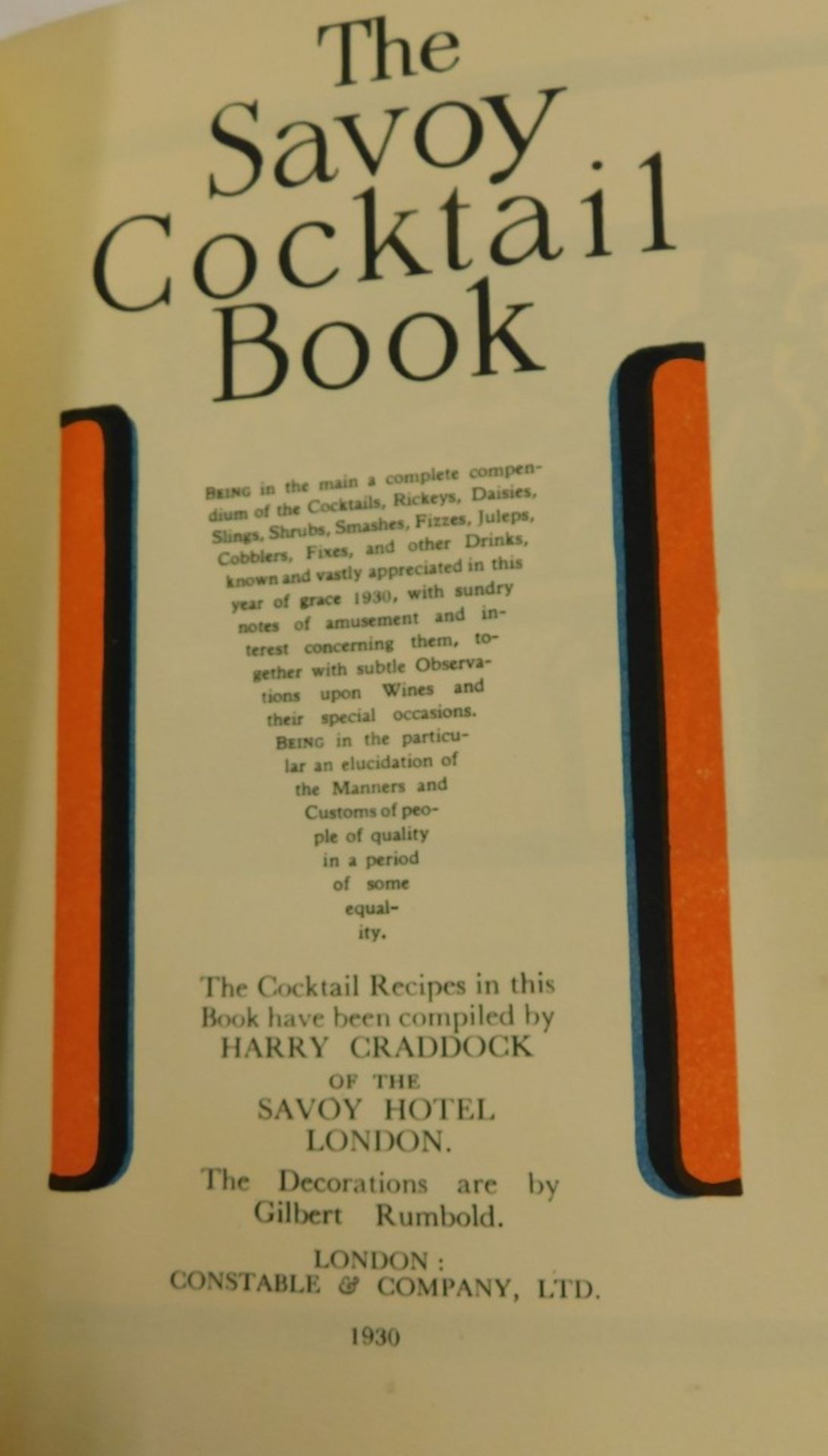 Withdrawn pre sale by Vendor - Craddock (Harry). The Savoy Cocktail Book, London Constable - Image 2 of 3