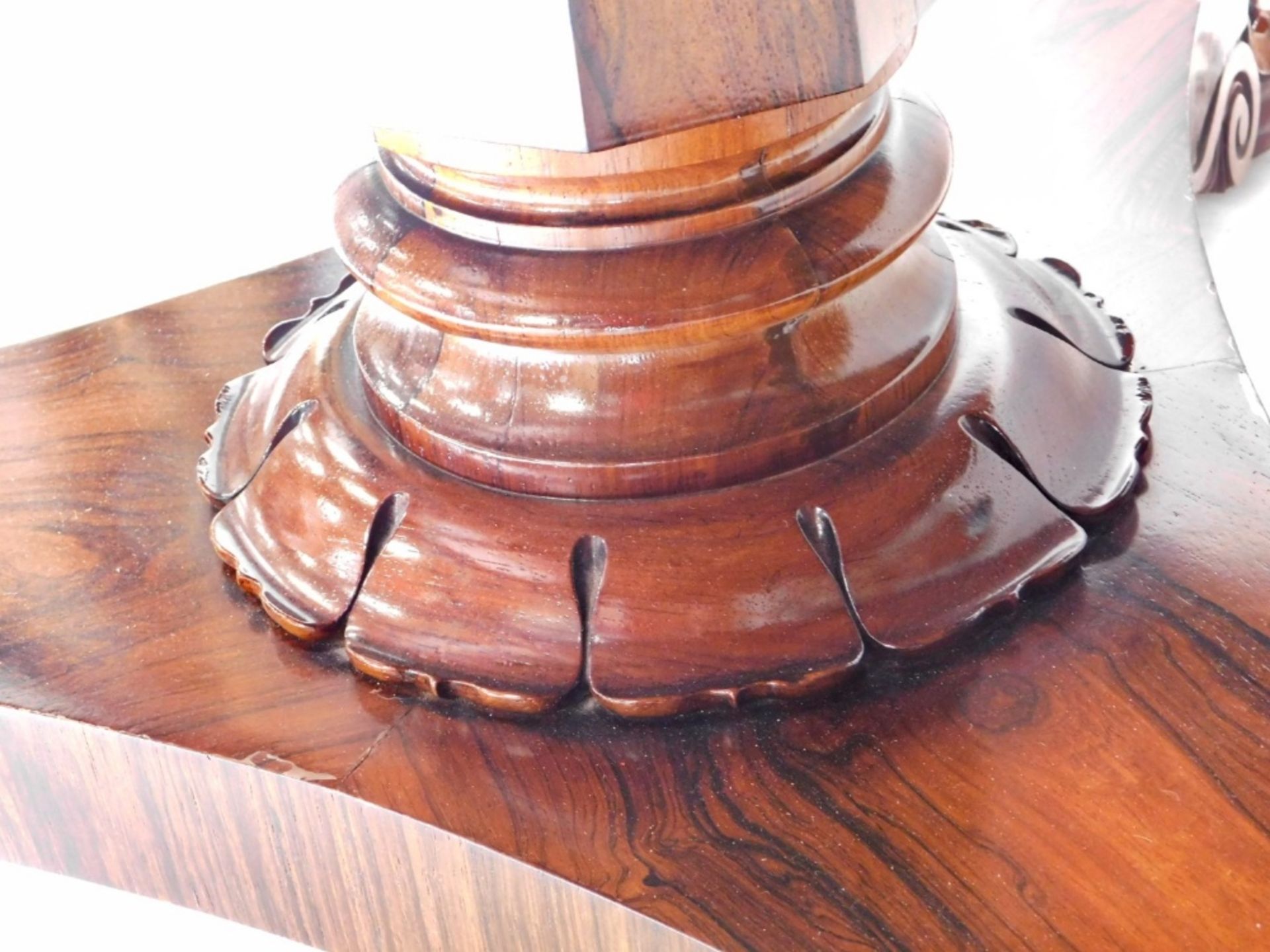 A William IV rosewood tilt top dining table, the circular top on a heavy stem, terminating in platfo - Image 3 of 3