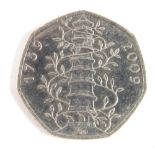A 1759-2009 Kew Gardens fifty pence coin.